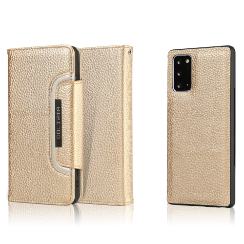 

For Samsung Galaxy Note20 Litchi Texture Horizontal Flip Buckle Detachable Magnetic PU Leather Case with Card Slots & Wallet & Photo Frame(Gold)