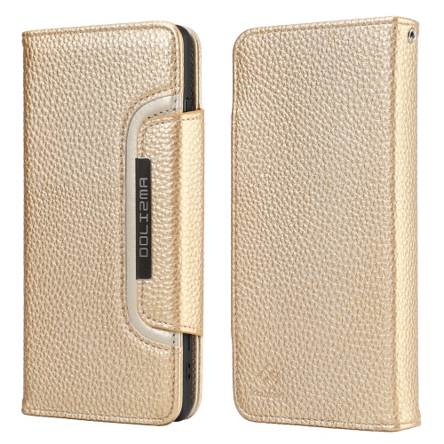 

For Samsung Galaxy S21 5G Litchi Texture Horizontal Flip Buckle Detachable Magnetic PU Leather Case with Card Slots & Wallet & Photo Frame(Gold)