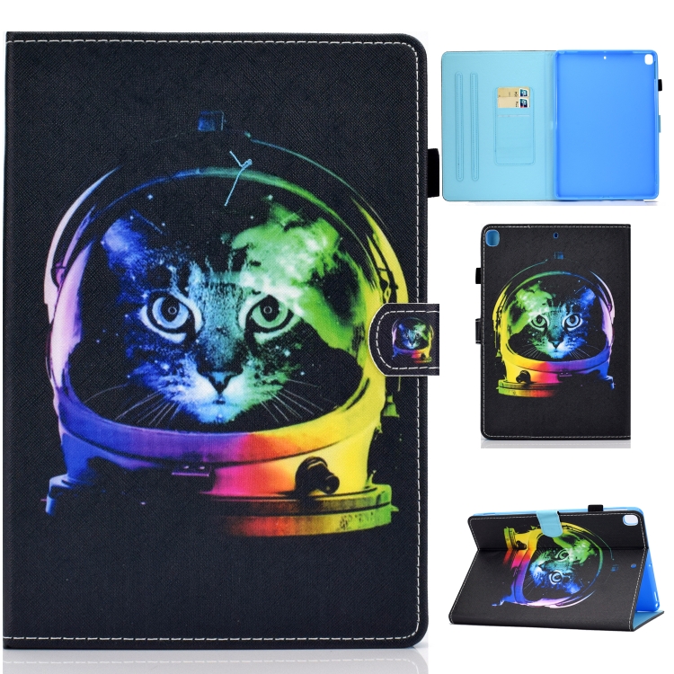 

For iPad 10.2 inch Colored Drawing Horizontal Flip Leather Case with Holder & Card Slots & Pen Slot & Sleep / Wake-up Function(Space Cat)