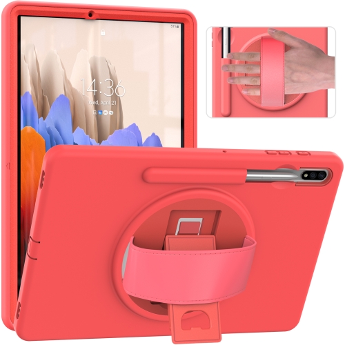 

For Samsung Galaxy Tab S7+ SM-T970 360 Degree Rotation PC + TPU Protective Case with Holder & Hand-strap & Pen Slot(Pink)