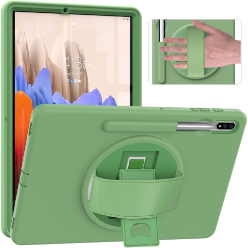 

For Samsung Galaxy Tab S7+ SM-T970 360 Degree Rotation PC + TPU Protective Case with Holder & Hand-strap & Pen Slot(Green)