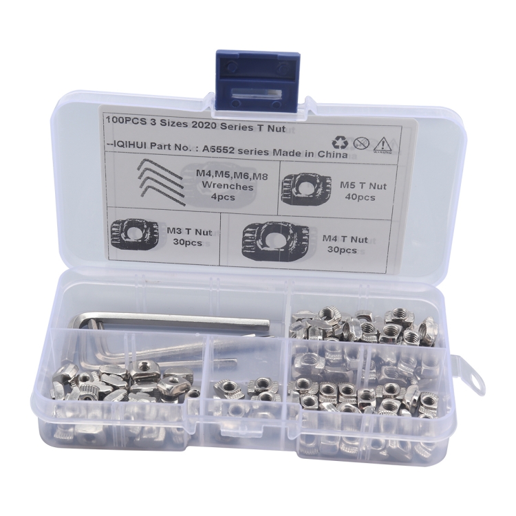

A5552 100 PCS European Standard T-shape Slide Nut with Wrench