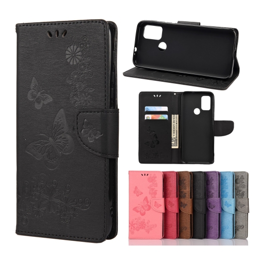 

For Motorola Moto G30 Butterflies Embossing Horizontal Flip Leather Case with Holder & Card Slots & Wallet(Black)