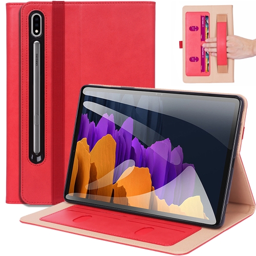 

For Samsung Galaxy Tab S7+ / T970 Business Retro PU Horizontal Flip Leather Case with Holder & Card Slots & Hand Strap(Red)