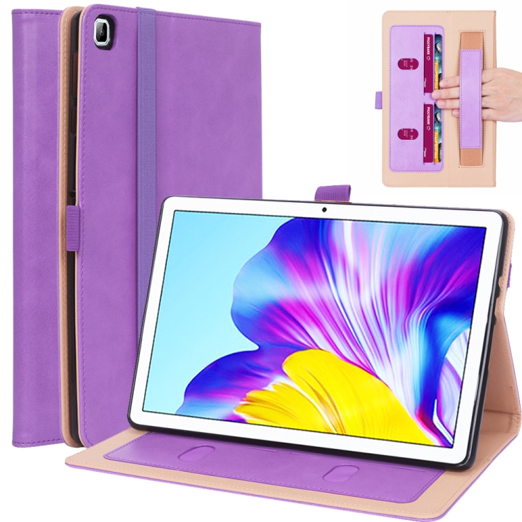 

For Huawei Honor Pad 7 / 6 / T6 / X6 Business Retro PU Horizontal Flip Leather Case with Holder & Card Slots & Hand Strap(Purple)