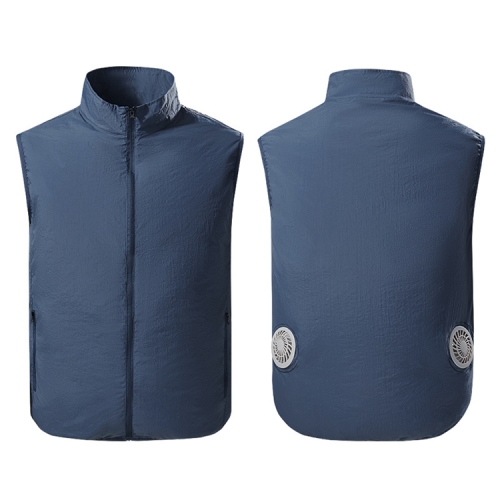 

Refrigeration Heatstroke Prevention Outdoor Ice Cool Vest Overalls with Fan, Size:L(Royal Blue)