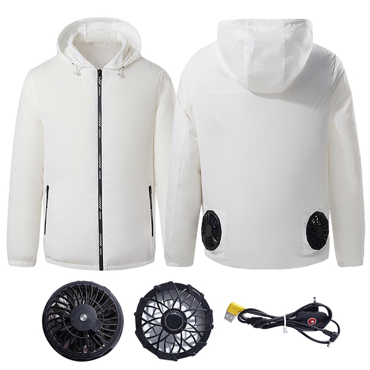 

Outdoor Cooling Sun Protection Work Clothes with Fan, Size:M(White)