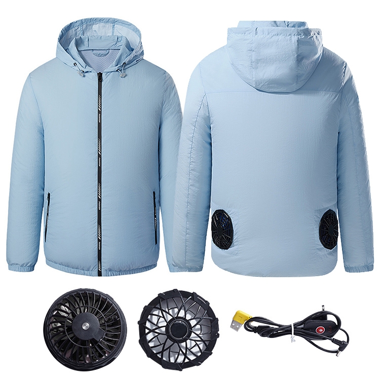 

Outdoor Cooling Sun Protection Work Clothes with Fan, Size:XXXL(Light Blue)