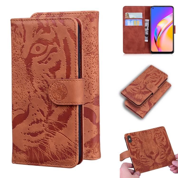 

For OPPO Reno5 Z Tiger Embossing Pattern Horizontal Flip Leather Case with Holder & Card Slots & Wallet(Brown)