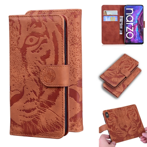 

For OPPO Realme Narzo 30 Pro 5G Tiger Embossing Pattern Horizontal Flip Leather Case with Holder & Card Slots & Wallet(Brown)