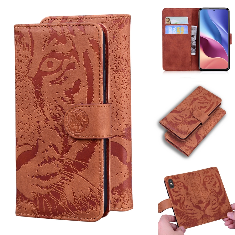 

For Xiaomi Redmi K40 / K40 Pro / Poco F3 Tiger Embossing Pattern Horizontal Flip Leather Case with Holder & Card Slots & Wallet(Brown)