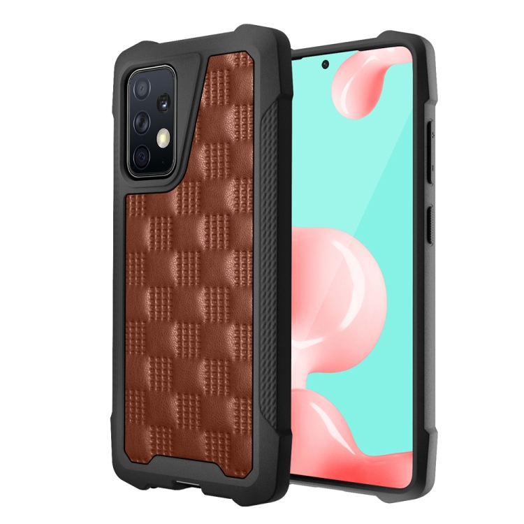 

For Samsung Galaxy A52 5G / 4G 3D Embossed PU + PC + TPU Skidproof Shockproof Case(Brown)