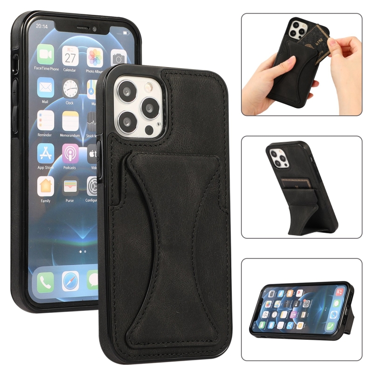 

Ultra-thin Shockproof Protective Case with Holder For iPhone 11 Pro(Black)
