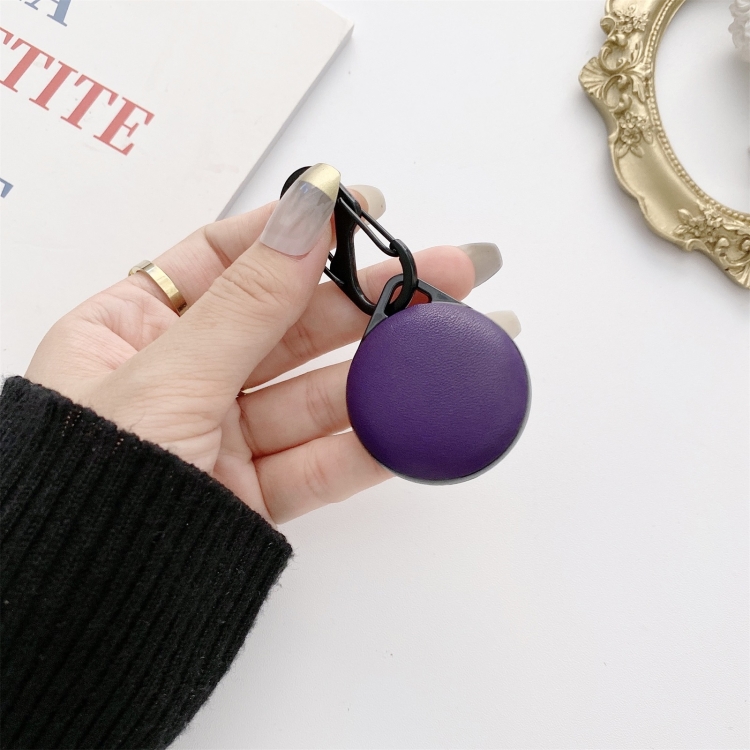 

Shockproof Anti-scratch PU Skin Leather Protective Case Cover with Carabiner For AirTag(Purple)