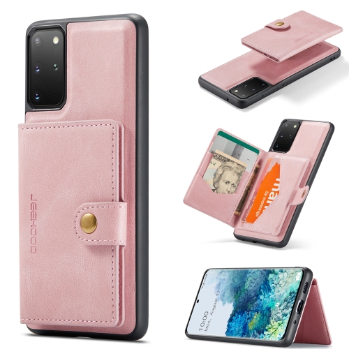 

For Samsung Galaxy S20+ JEEHOOD Retro Magnetic Detachable Protective Case with Wallet & Card Slot & Holder(Pink)