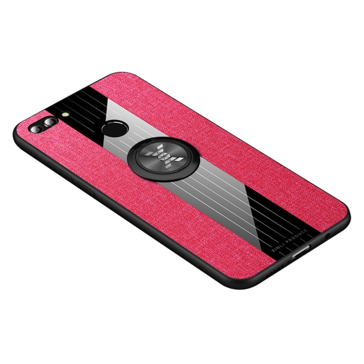 

For Huawei Enjoy 8 Plus XINLI Stitching Cloth Textue Shockproof TPU Protective Case with Ring Holder(Red)