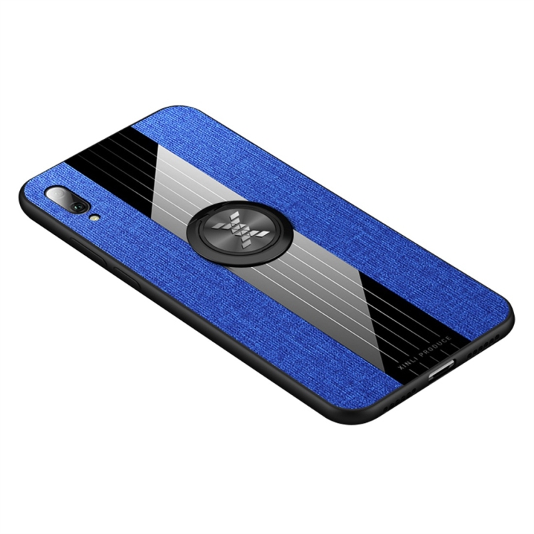 

For Huawei Enjoy 9 XINLI Stitching Cloth Textue Shockproof TPU Protective Case with Ring Holder(Blue)