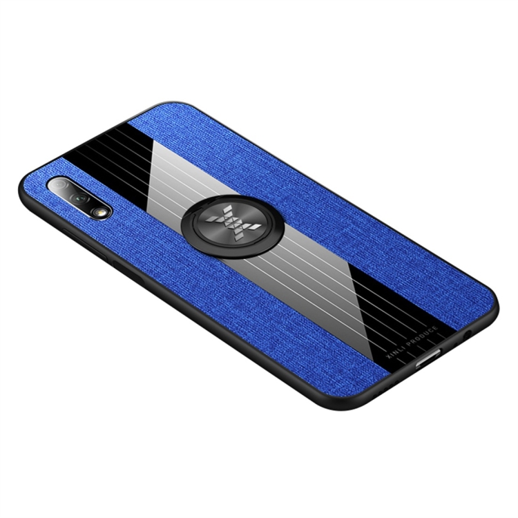 

For Huawei Honor 9X XINLI Stitching Cloth Textue Shockproof TPU Protective Case with Ring Holder(Blue)