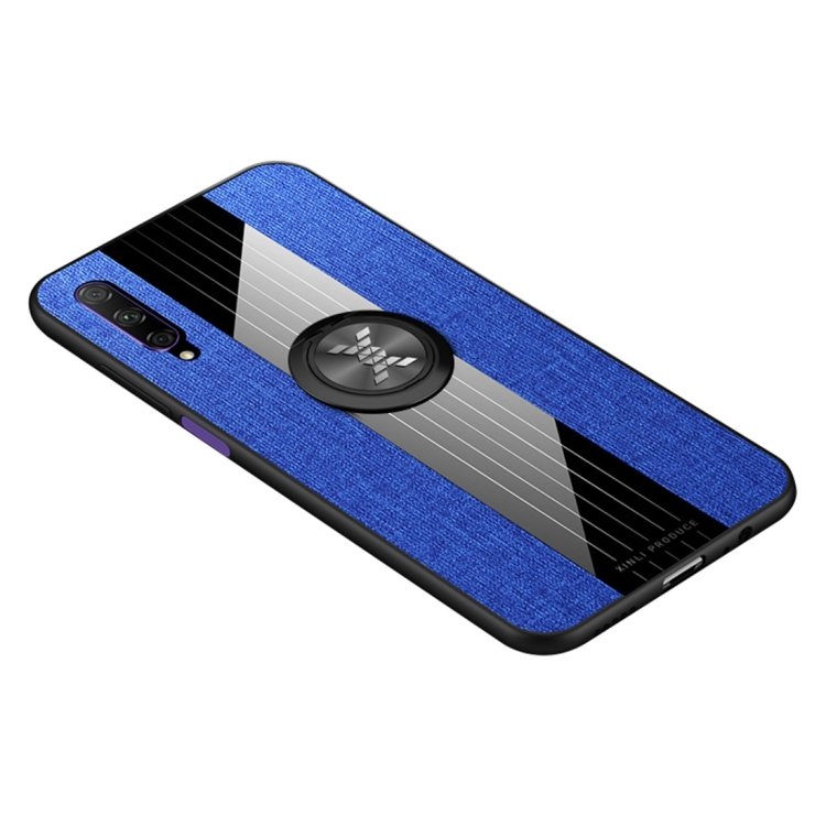 

For Huawei Honor 9X Pro XINLI Stitching Cloth Textue Shockproof TPU Protective Case with Ring Holder(Blue)