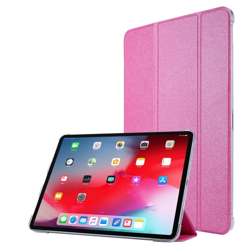 

Silk Texture Three-fold Horizontal Flip Leather Case with Holder & Pen Slot For iPad Pro 12.9 (2021)(Rose Red)