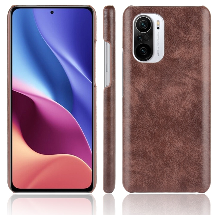 

For Xiaomi Redmi K40 / K40 Pro / Poco F3 Shockproof Litchi Texture PC + PU Case(Brown)