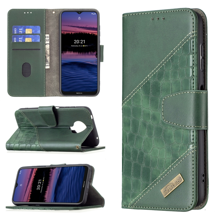 

For Nokia G20 Matching Color Crocodile Texture Horizontal Flip PU Leather Case with Wallet & Holder & Card Slots(Green)