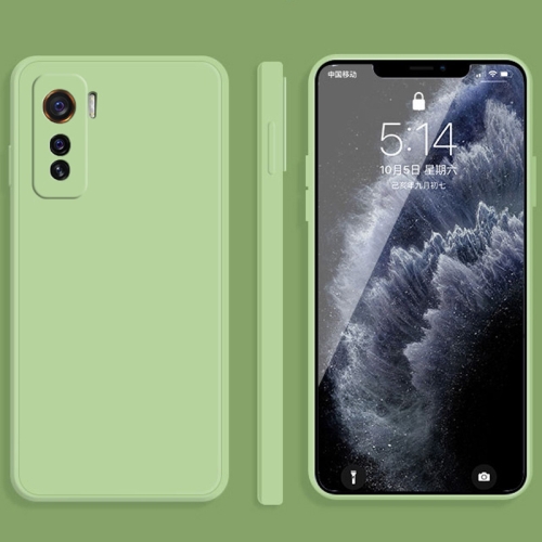 

For vivo IQOO 5 Solid Color Imitation Liquid Silicone Straight Edge Dropproof Full Coverage Protective Case(Matcha Green)