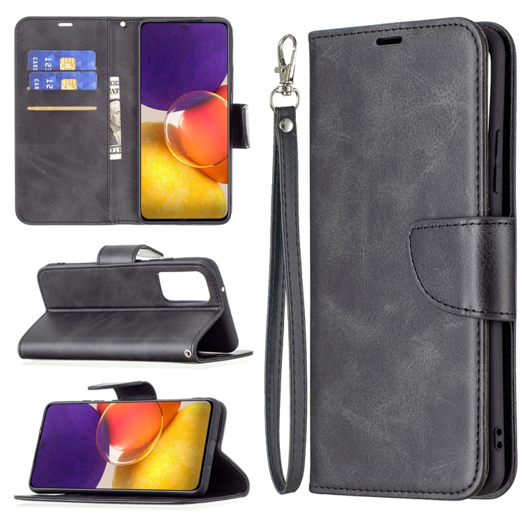 

For Samsung Galaxy A82 5G Retro Lambskin Texture Pure Color Horizontal Flip PU Leather Case with Holder & Card Slots & Wallet & Lanyard(Black)
