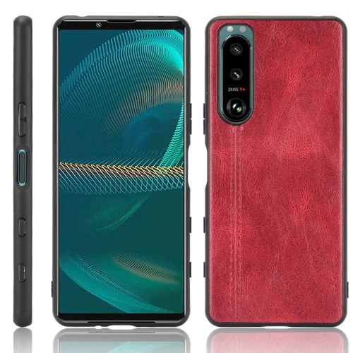 

For Sony Xperia 5 III Shockproof Sewing Cow Pattern Skin PC + PU + TPU Case(Red)
