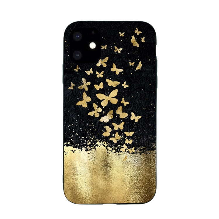 

For iPhone 11 Pro Painted Pattern Soft TPU Protective Case(Gold Butterfly)