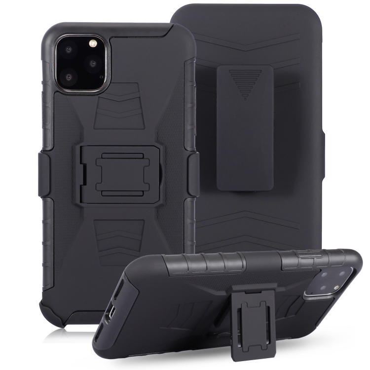 

For iPhone 11 PC + Silicone Back Clip Sliding Sleeve Protective Case(Black)