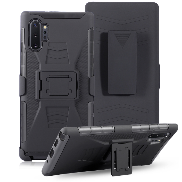 

For Galaxy Note10+ PC + Silicone Back Clip Sliding Sleeve Protective Case(Black)