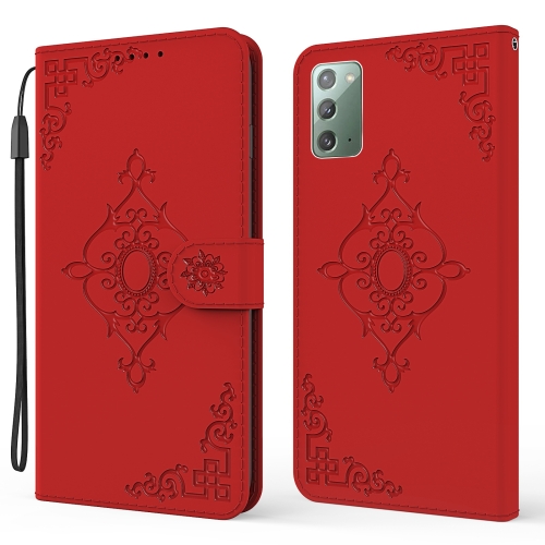 

For Samsung Galaxy Note20 4G / 5G Embossed Fortune Flower Pattern Horizontal Flip Leather Case with Holder & Card Slot & Wallet & Lanyard(Red)