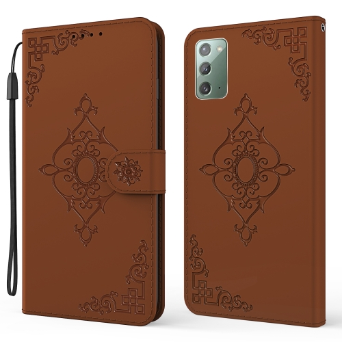 

For Samsung Galaxy Note20 4G / 5G Embossed Fortune Flower Pattern Horizontal Flip Leather Case with Holder & Card Slot & Wallet & Lanyard(Brown)