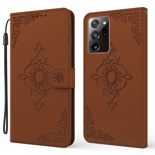 

For Samsung Galaxy Note20 Ultra 4G / 5G Embossed Fortune Flower Pattern Horizontal Flip Leather Case with Holder & Card Slot & Wallet & Lanyard(Brown)
