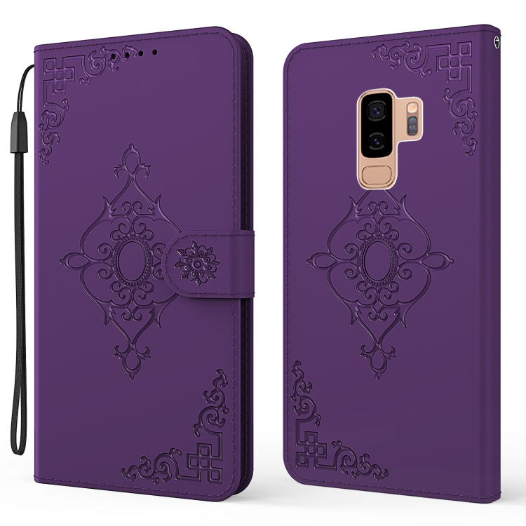 

For Samsung Galaxy S9+ Embossed Fortune Flower Pattern Horizontal Flip Leather Case with Holder & Card Slot & Wallet & Lanyard(Purple)