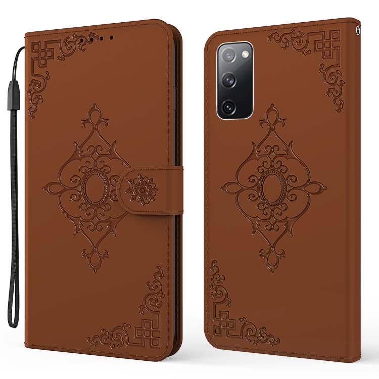 

For Samsung Galaxy S20 FE Embossed Fortune Flower Pattern Horizontal Flip Leather Case with Holder & Card Slot & Wallet & Lanyard(Brown)
