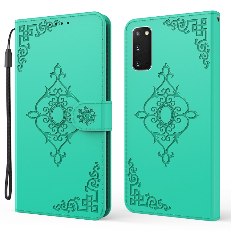 

For Samsung Galaxy S20+ Embossed Fortune Flower Pattern Horizontal Flip Leather Case with Holder & Card Slot & Wallet & Lanyard(Green)