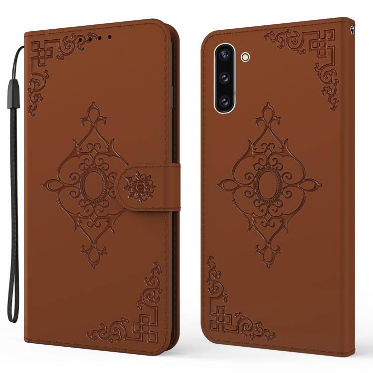 

For Samsung Galaxy Note10 Embossed Fortune Flower Pattern Horizontal Flip Leather Case with Holder & Card Slot & Wallet & Lanyard(Brown)