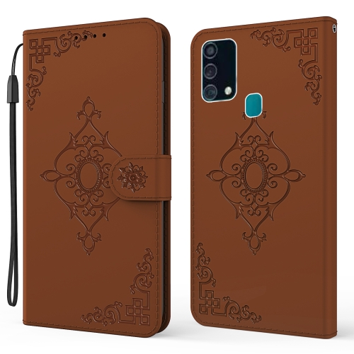 

For Samsung Galaxy M31 / F41 Embossed Fortune Flower Pattern Horizontal Flip Leather Case with Holder & Card Slot & Wallet & Lanyard(Brown)