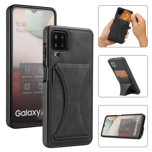 

For Samsung Galaxy A12 Ultra-thin Shockproof Protective Case with Holder(Black)