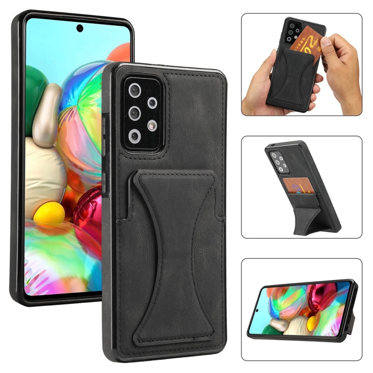 

For Samsung Galaxy A72 5G / 4G Ultra-thin Shockproof Protective Case with Holder(Black)