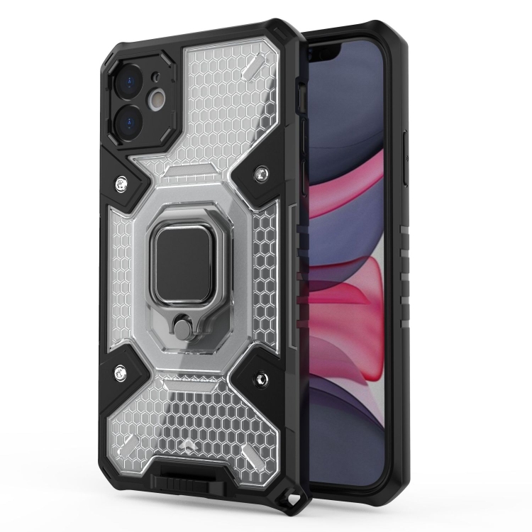 

For iPhone 11 Space PC+TPU Ring Holder Protective Case(White)