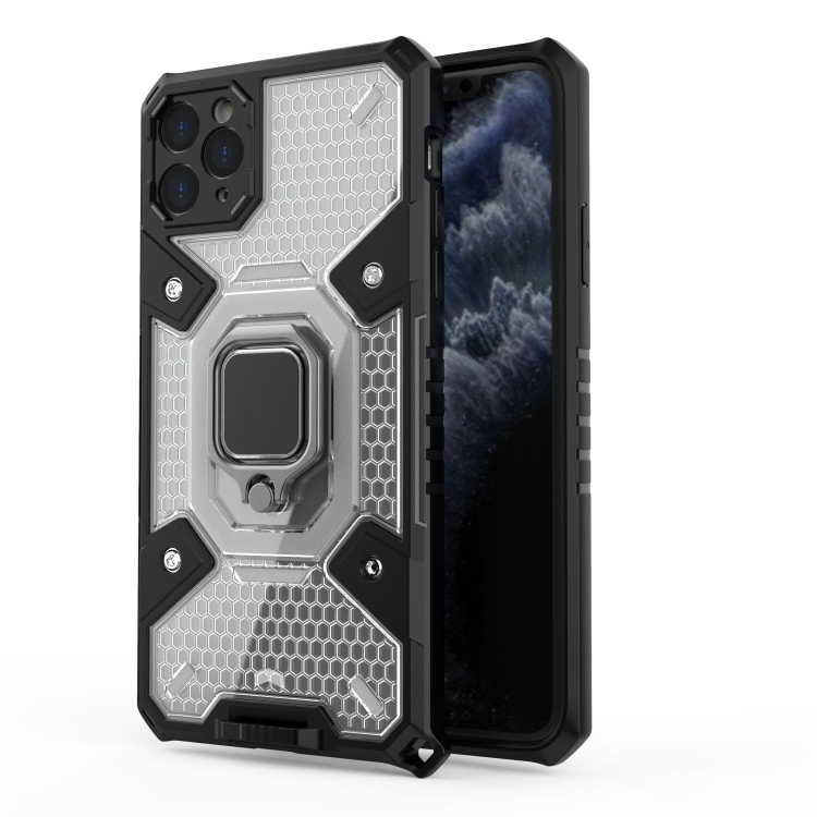 

For iPhone 11 Pro Max Space PC+TPU Ring Holder Protective Case(White)