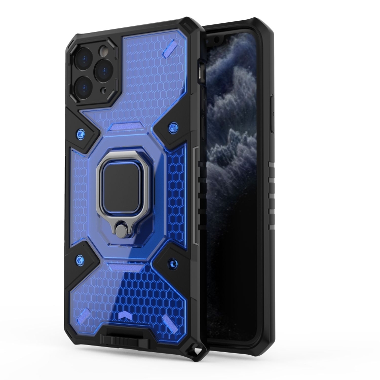 

For iPhone 11 Pro Max Space PC+TPU Ring Holder Protective Case(Blue)