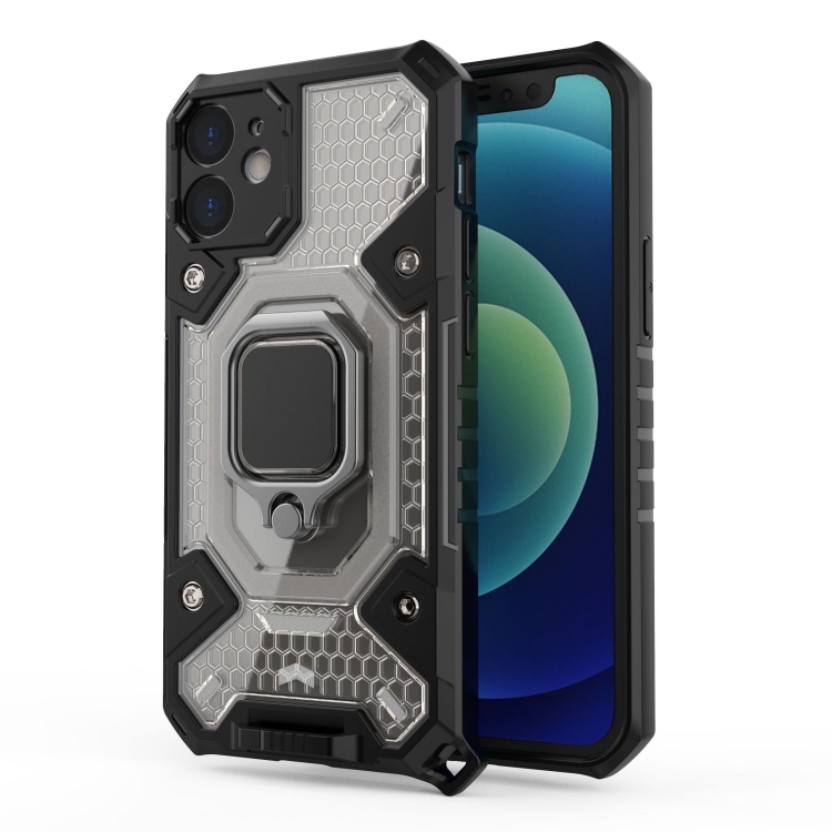 

For iPhone 12 mini Space PC+TPU Ring Holder Protective Case(Silver)