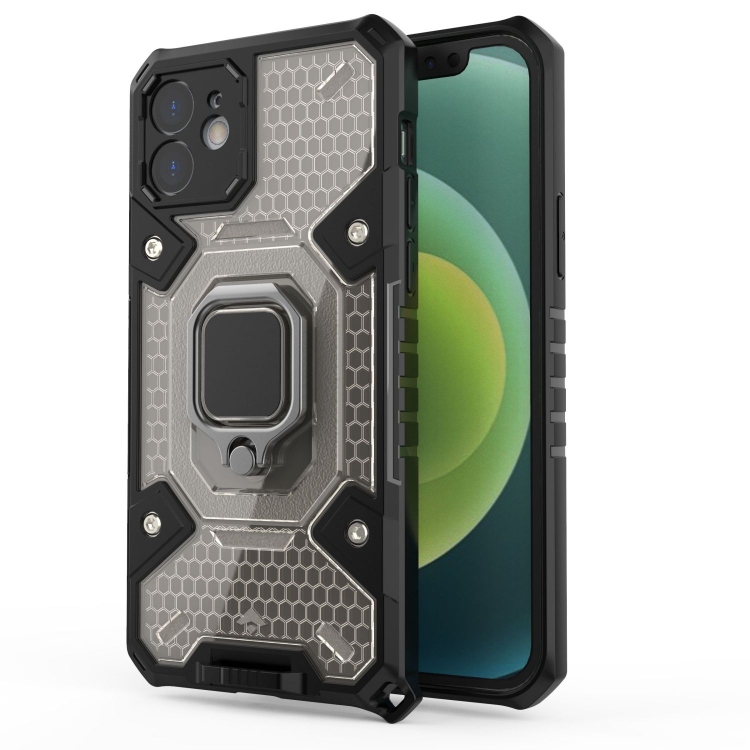 

For iPhone 12 Space PC+TPU Ring Holder Protective Case(Silver)