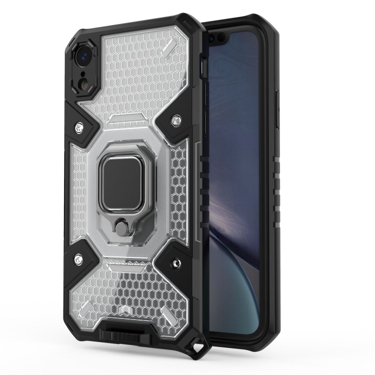 

For iPhone XR Space PC+TPU Ring Holder Protective Case(White)