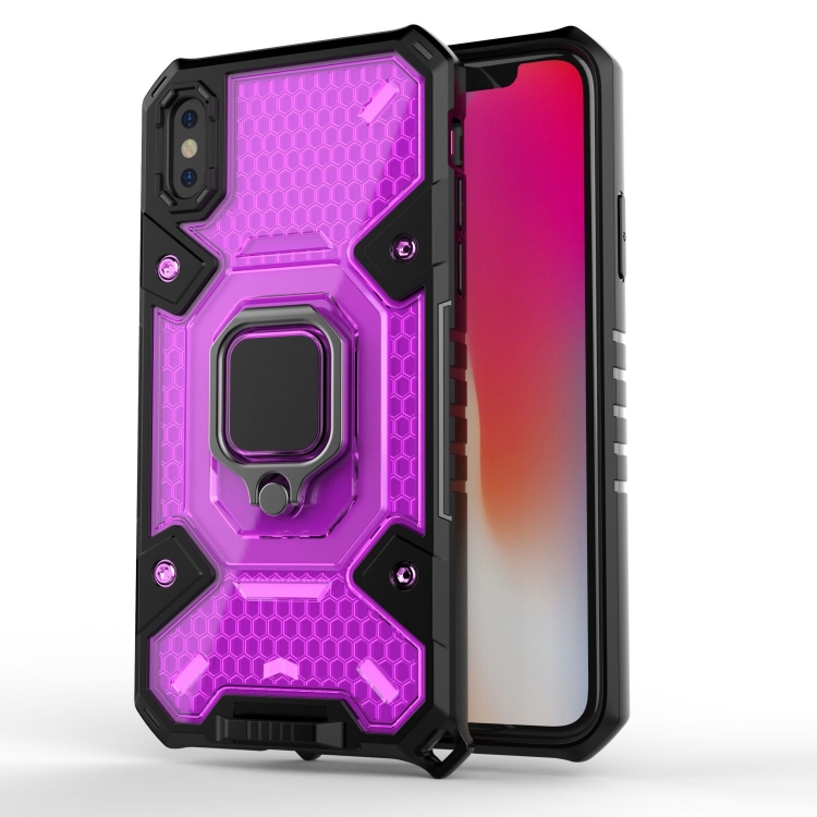 

For iPhone X Space PC+TPU Ring Holder Protective Case(Purple)