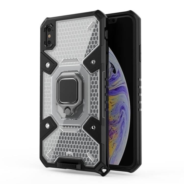

For iPhone XS Max Space PC+TPU Ring Holder Protective Case(White)
